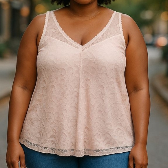 torrid Tops - ✨Torrid Lace Sleeveless Plus Size 3 Top in Soft Pink